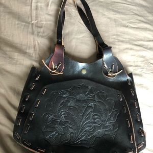 Embossed Leather Shoulder Bag